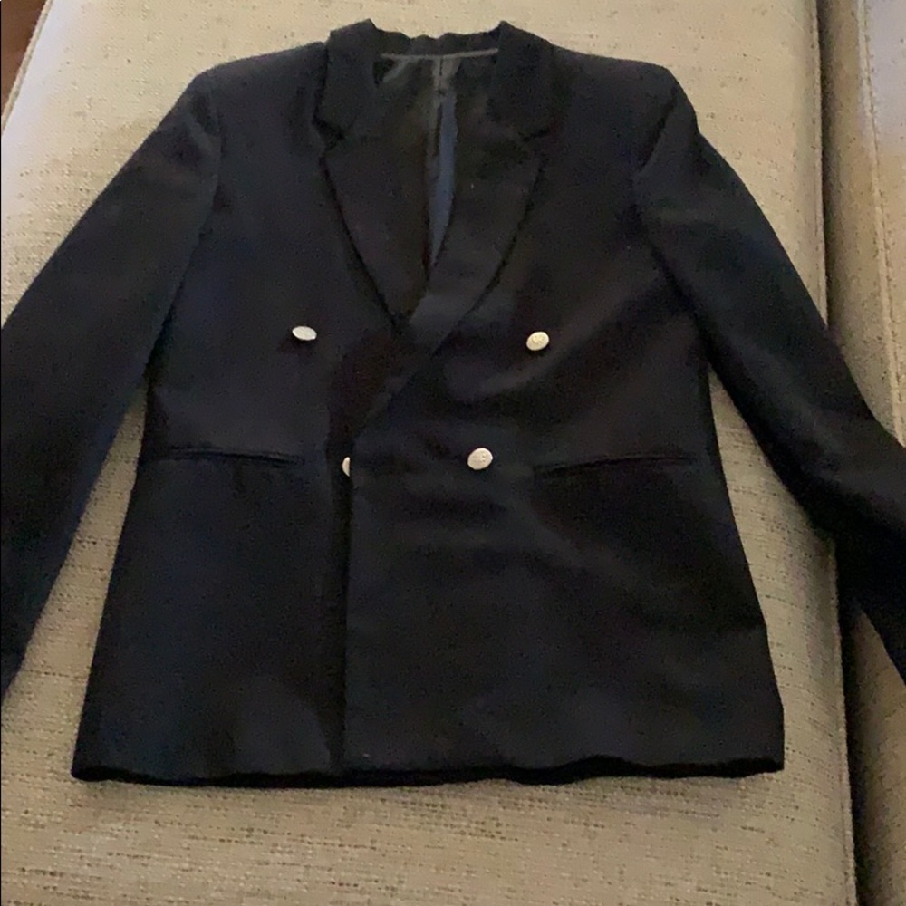 Tailored Black Boys Double-breasted Blazer